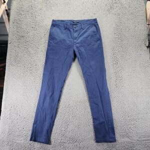Cortigiani Pant Men 32x31 Blue Cotton Chino Straight Leg Business Preppy Stretch